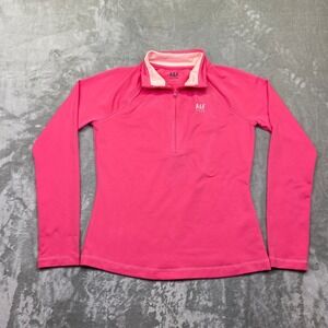 Abercrombie Fitch Active Pink Quarter Zip Pullover L/S Athletic Junioer Sz L